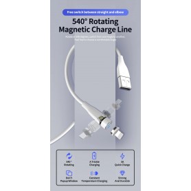 DrPhone OMNIA 540° - Lightning Magnetische Oplader 5V 3A kabel – Premium Geschikt voor o.a iPhone / iPod / Airpods / iPad