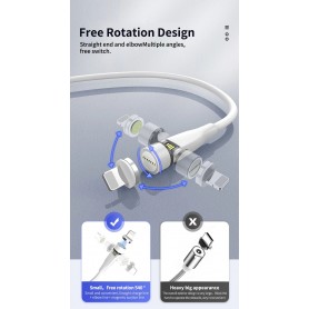 DrPhone OMNIA 540° - Lightning Magnetische Oplader 5V 3A kabel – Premium Geschikt voor o.a iPhone / iPod / Airpods / iPad