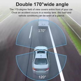 DrPhone RangeT1 Dashcam – Full HD 1080P – WiFI + Dubbele Sony IMX323 Lens - Nachtzicht - Loop Opneemfunctie - Zwart