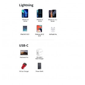 DrPhone CFL USB-C naar Lightning Oplaadkabel – PD ( power delivery) – 18W – Geschikt voor iOS Smartphones & iOS Tablets - Grijs