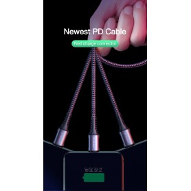 DrPhone CFL USB-C naar Lightning Oplaadkabel – PD ( power delivery) – 18W – Geschikt voor iOS Smartphones & iOS Tablets - Grijs