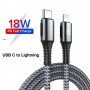 DrPhone CFL USB-C naar Lightning Oplaadkabel – PD ( power delivery) – 18W – Geschikt voor iOS Smartphones & iOS Tablets - Grijs