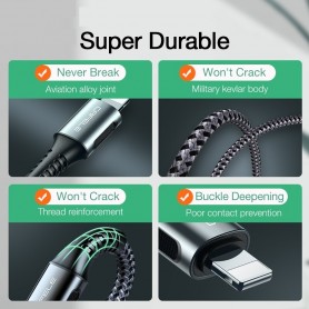 DrPhone CFL USB-C naar Lightning Oplaadkabel – PD ( power delivery) – 18W – Geschikt voor iOS Smartphones & iOS Tablets - Grijs