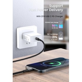 DrPhone UNL2 USB-C naar Lightning 9V Snelle Oplaadkabel –20W – Nylon - Geschikt voor iOS Smartphones & iOS Tablets - Data Sync
