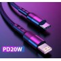 DrPhone UNL3 USB-C naar Lightning 9V Snelle Oplaadkabel –20W –Geschikt voor iOS Smartphones & iOS Tablets -Data Sync -2M