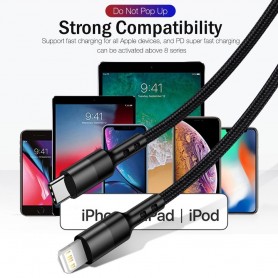 DrPhone UNL3 USB-C naar Lightning 9V Snelle Oplaadkabel –20W –Geschikt voor iOS Smartphones & iOS Tablets -Data Sync -2M
