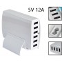 DrPhone - 6 Poorten 60W Oplader - USB poorten - Smart IC Oplader - Thuislader / Reislader - Geschikt voor Smartphones & Tablets
