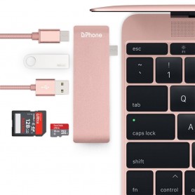 DrPhone - USB Type C 5-in-1 Hub Connection - Rose Goud