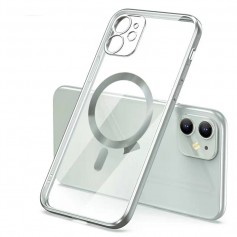 DrPhone YCA2 - Siliconen Hoesje – Magnetisch - Back Cover – 6,1 Inch - Geschikt voor iOS Smartphone 12 - Transparant/Zilver