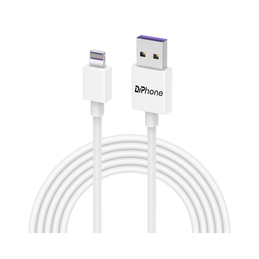 DrPhone® - Gecertificeerde 3 Meter Lightning naar USB kabel - 8-pin Oplaadkabel - Laden - Voor Apple iPhone iPad / iPod
