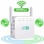 DrPhone WR1 - Wifi Versterker / Range Extender- 300mbps - 2.4Ghz - 30 Meter - High Speed Repeater - Antenne Hotspot - Wit