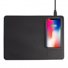 DrPhone PU Muismat + ingebouwde draadloze Qi oplader - 9V 2A 18W max - 2 in 1 Muismat - Zwart