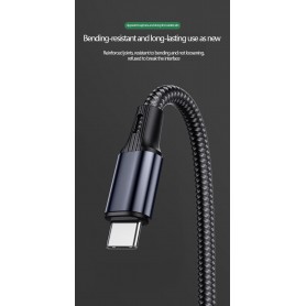 DrPhone UNL4 USB-C naar Lightning 9V/3A Snelle Oplaadkabel – PD 20W – Nylon gevlochten – 90 Graden - Data Sync - 1M – Wit