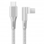 DrPhone UNL4 USB-C naar Lightning 9V/3A Snelle Oplaadkabel – PD 20W – Nylon gevlochten – 90 Graden - Data Sync - 1M – Wit