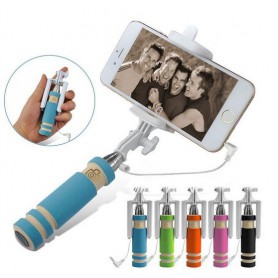 Pocket Selfie Stick Universeel Met Kabel Afstandsbediening Zwart