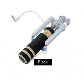 Pocket Selfie Stick Universeel Met Kabel Afstandsbediening Zwart