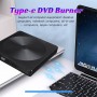 DrPhone DW6 Draagbaar Externe CD DVD +/- RW Optische drive - USB 3.0 & Type-C - Brander - Rewriter - Writer Reader – Zwart