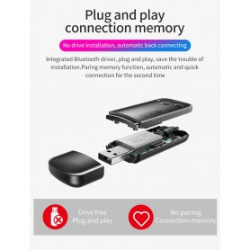 DrPhone Streamx13 – 4 in een 1 Bluetooth Adapter – Draadloos Audio adapter - TF Kaart – Bluetooth 5.0 – AUX + USB + FM - Zwart