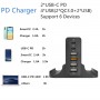 DrPhone WL6 - 6-poorten Multipoort Oplader - 75W - USB-laadstation – USB 3.0 Qualcom 3.0 & USB-C PD 3.0 & USB 2.0 –Lader – Zwart