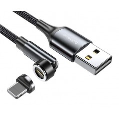 DrPhone iONIC- 540º Roterende Magnetische Kabel - 3A - Voor Lightning - 480Mbp/s Data Transmissie - Krachtige Magneet - Zwart