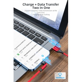 DrPhone iONIC- 540º Roterende Magnetische Kabel - 3A - Voor Lightning - 480Mbp/s Data Transmissie - Krachtige Magneet - Zwart
