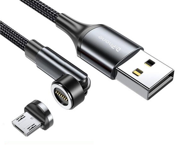 Prime instructeur Uitvoerbaar DrPhone iONIC- 540º Roterende Magnetische Kabel - 3A - Voor MICRO USB -  480Mbp/s Data Transmissie - 1 Meter - Zwart