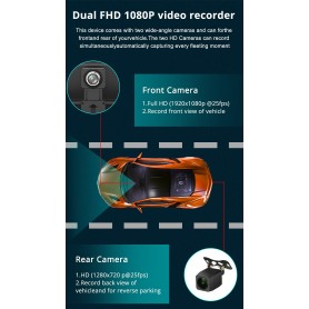 DrPhone DC10 Smart Dashcam 8 inch Full Touch IPS-scherm - Android 8.1 + Achteruitrijcamera