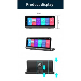 DrPhone DC10 Smart Dashcam 8 inch Full Touch IPS-scherm - Android 8.1 + Achteruitrijcamera