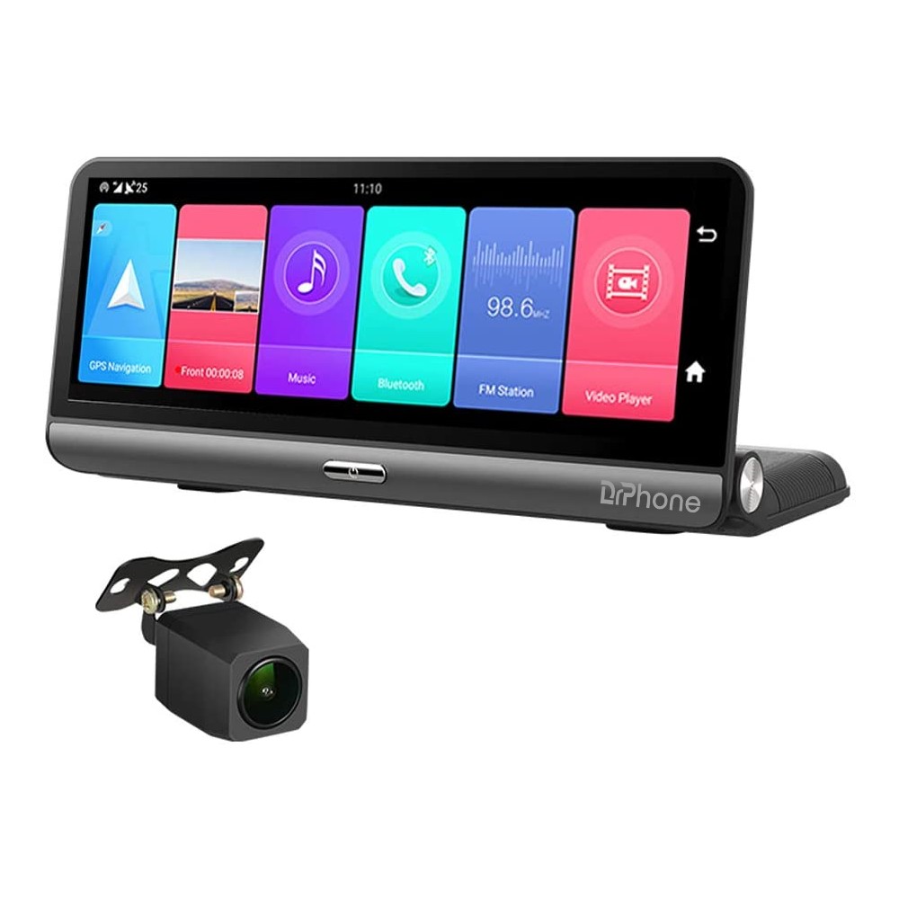 Rijp Kliniek longontsteking DrPhone DC10 Smart Dashcam 8 inch Full Touch IPS-scherm - Android 8.1 +  Achteruitrijcamera