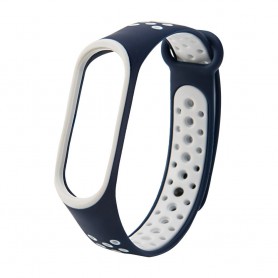 DrPhone XB4 - Mi band - sportHorlogeband - Armband Geschikt voor smartwatches/Mi band 3/4/5 - Donker blauw/Wit