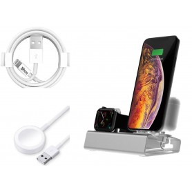 DrPhone T030B – 3 in 1 Charging Stand – Apple Watch - Airpods – Apple iPhone – + Lightning Kabel 1 Meter – Zilver