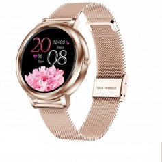 DrPhone NY2 Ladies - A-GPS 2.5 Curve Smartwatch - Nederlandstalig - Touchscreen Bluetooth Horloge - Metaal Roze Goud