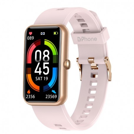 Haalbaar Gedateerd bladeren DrPhone Ai¹ Hydro – Smartwatch Aluminium – A-GPS - Stappenteller – Horloge  – Waterdicht – IOS / Android - Man / Vrouw - Roze