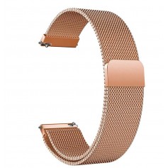 DrPhone Universele Magnetische Milanese Smart Watch Armband - 22mm - Geschikt voor o.a Galaxy Watch 3 45mm /46mm - Rosegoud