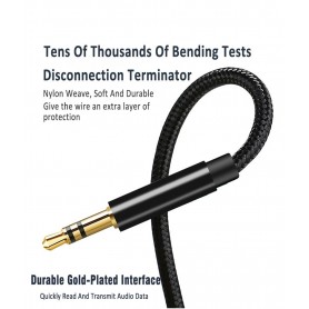 DrPhone SC5 Flex – Lightning naar 3.5mm Aux Kabel – Nylon Gevlochten – 1M – Zwart