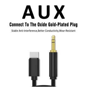 DrPhone SC5 Flex – Lightning naar 3.5mm Aux Kabel – Nylon Gevlochten – 1M – Zwart