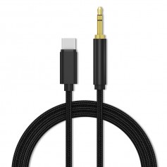 DrPhone SC6 – USB-C Female naar 3.5mm Aux Jack Male Kabel – DAC – 1 Meter - Voor Smartphones / Auto etc - Zwart