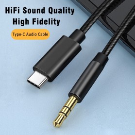 DrPhone SC5 Flex – Lightning naar 3.5mm Aux Kabel – Nylon Gevlochten – 1M – Zwart