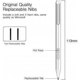 DrPhone Pro Logic 3 – Active Stylus Pen – Ergonomisch – Draagbaar – 1024 Druk Gevoeligheid – Palm Afwijzing - Zilver