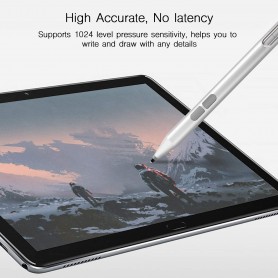 DrPhone Pro Logic 3 – Active Stylus Pen – Ergonomisch – Draagbaar – 1024 Druk Gevoeligheid – Palm Afwijzing - Zilver