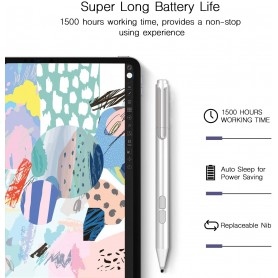 DrPhone Pro Logic 3 – Active Stylus Pen – Ergonomisch – Draagbaar – 1024 Druk Gevoeligheid – Palm Afwijzing - Zilver
