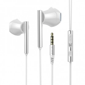 DrPhone M10 Bedrade 3.5mm Aux In-Ear Oortelefoon – 8 kernen & Bass Met Microfoon - Dynamische Stereo Oordopjes – Wit