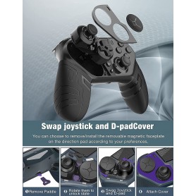 DrPhone CMX2 Draadloze Game Controller –  Programmeerbare knoppen met turbo/gyro/Vibratie /Touch Panel/LED - Zwart