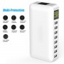 DrPhone WL8 50W 8-Poort Multi Poort USB OplaadStation – USB Oplader – 2.4A USB met Digitale Display- Wit