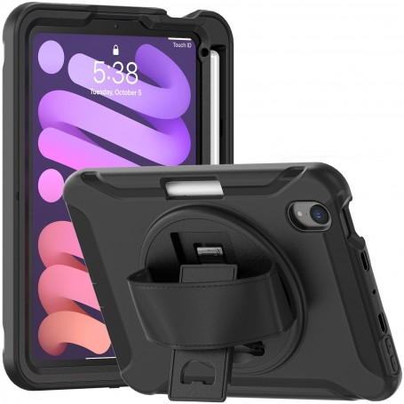 DrPhone IM3 - 360° Beschermende iPad Mini 6 Cover + Volledige Valbestendige Case + Screenprotector - Zwart