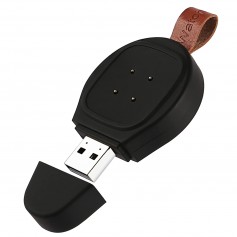 DrPhone D4 Draadloze USB Oplader – Geschikt voor Fitbit Versa 3 / Fitbit Sense - Magnetisch met lanyard koord- Zwart