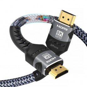 DrPhone HNH1 HDMI 2.1 Kabel 8K/60Hz 4K/120Hz - 48Gbps - Dts:X- HDCP 2.2 & 2.3 / eARC / VRR / Dynamische -HDR - 1M -Zwart
