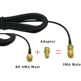 DrPhone SRC1 - SMA Male Naar RP-SMA Female Adapter – Voor Helium HotSpots - Wi-Fi-antenne, FPV Drone, Videozender - Zwart