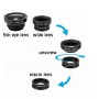 3-in-1 Fish Eye 180° Lens / Wide Lens / Macro Lens Universeel Compact Rood Universeel Tablet/Smartphone