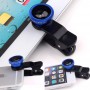 3-in-1 Fish Eye 180° Lens / Wide Lens / Macro Lens Universeel Compact Blauw Universeel Tablet/Smartphone